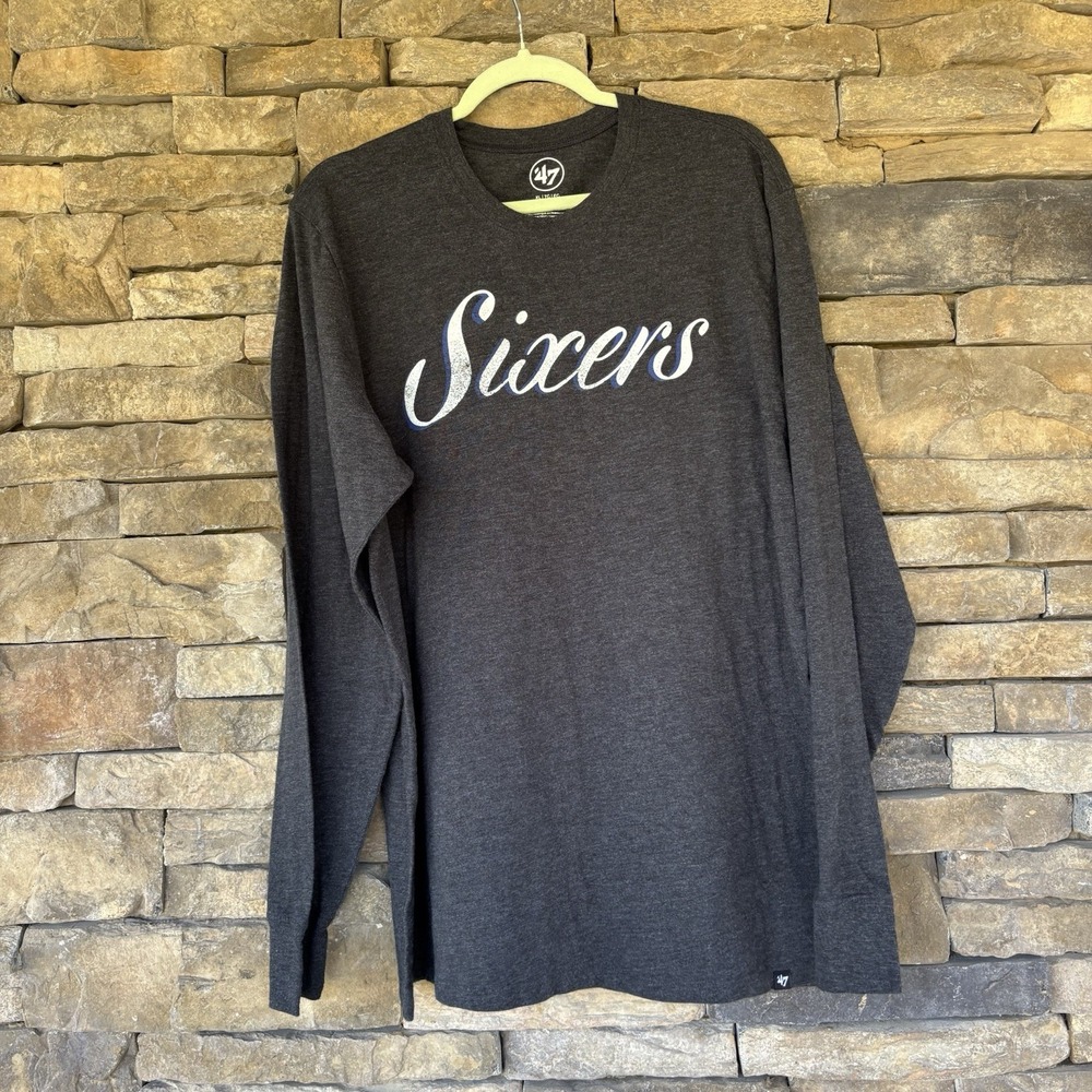 47 PHILADELPHIA 76ERS BLACK MATCH STYLE LONG SLEEVE FASHION T SHIRT